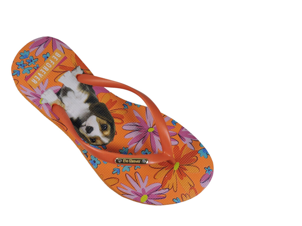 Chinelo BeForever Antiderrapante beagle laranja