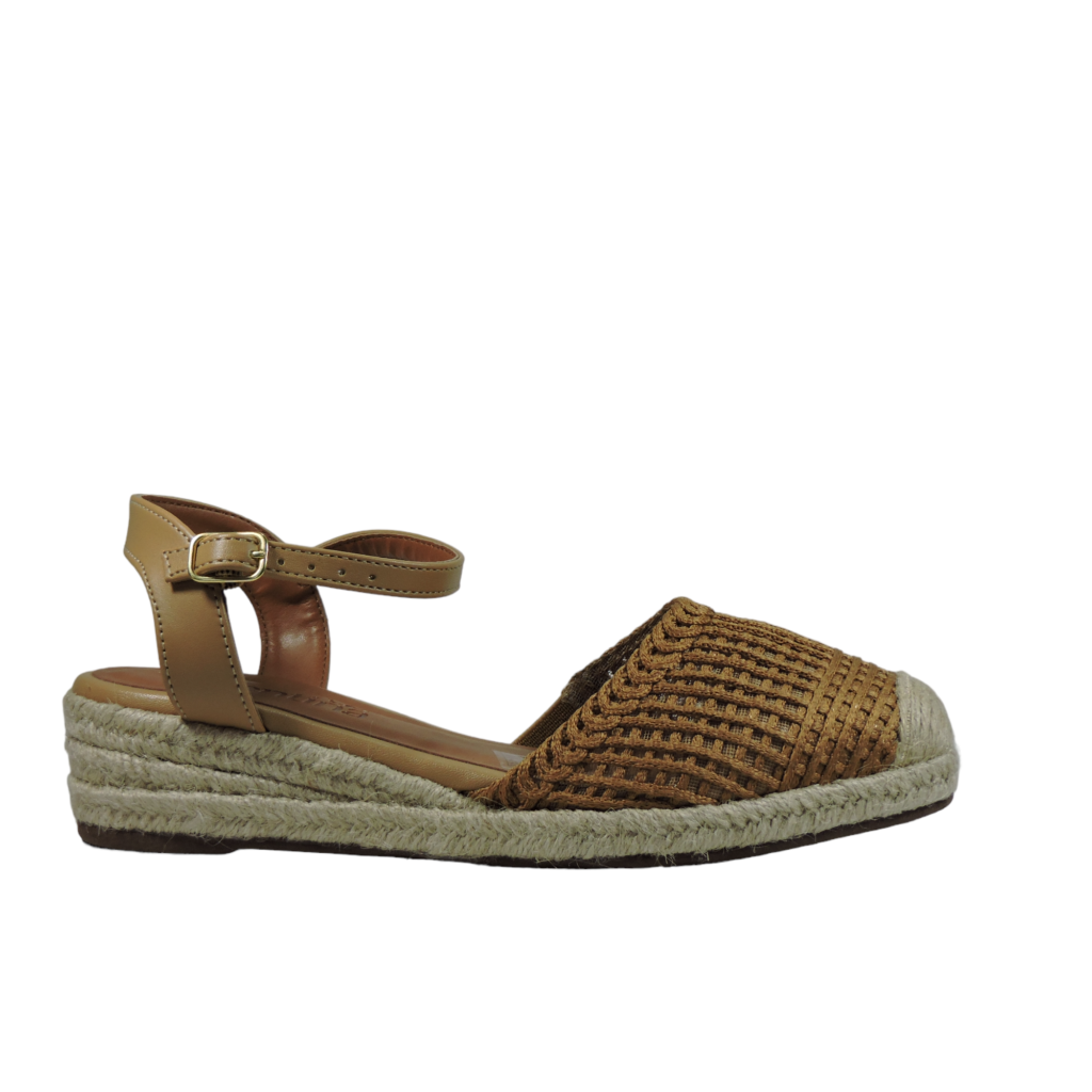 Sandália Espadrille Anabela Tramada Ester Valentina Flats Bege