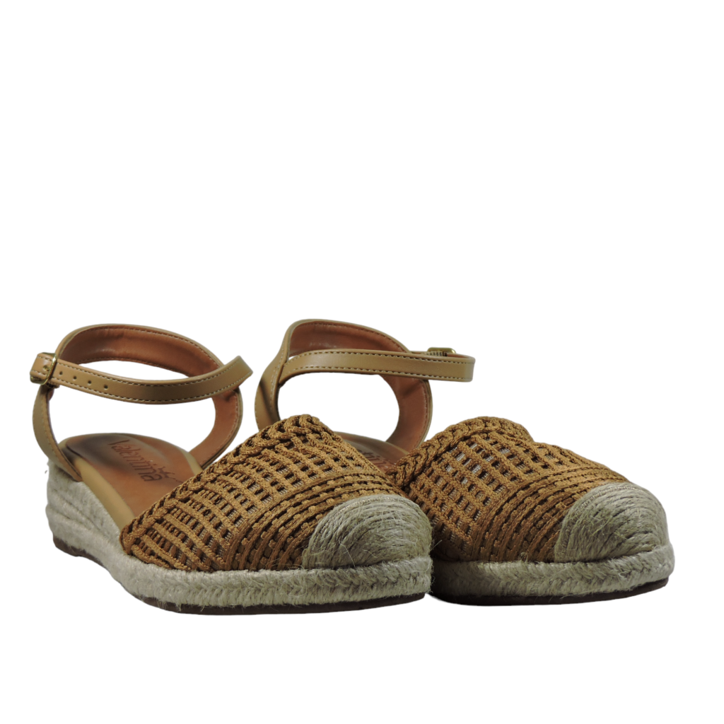 Sandália Espadrille Anabela Tramada Ester Valentina Flats Bege