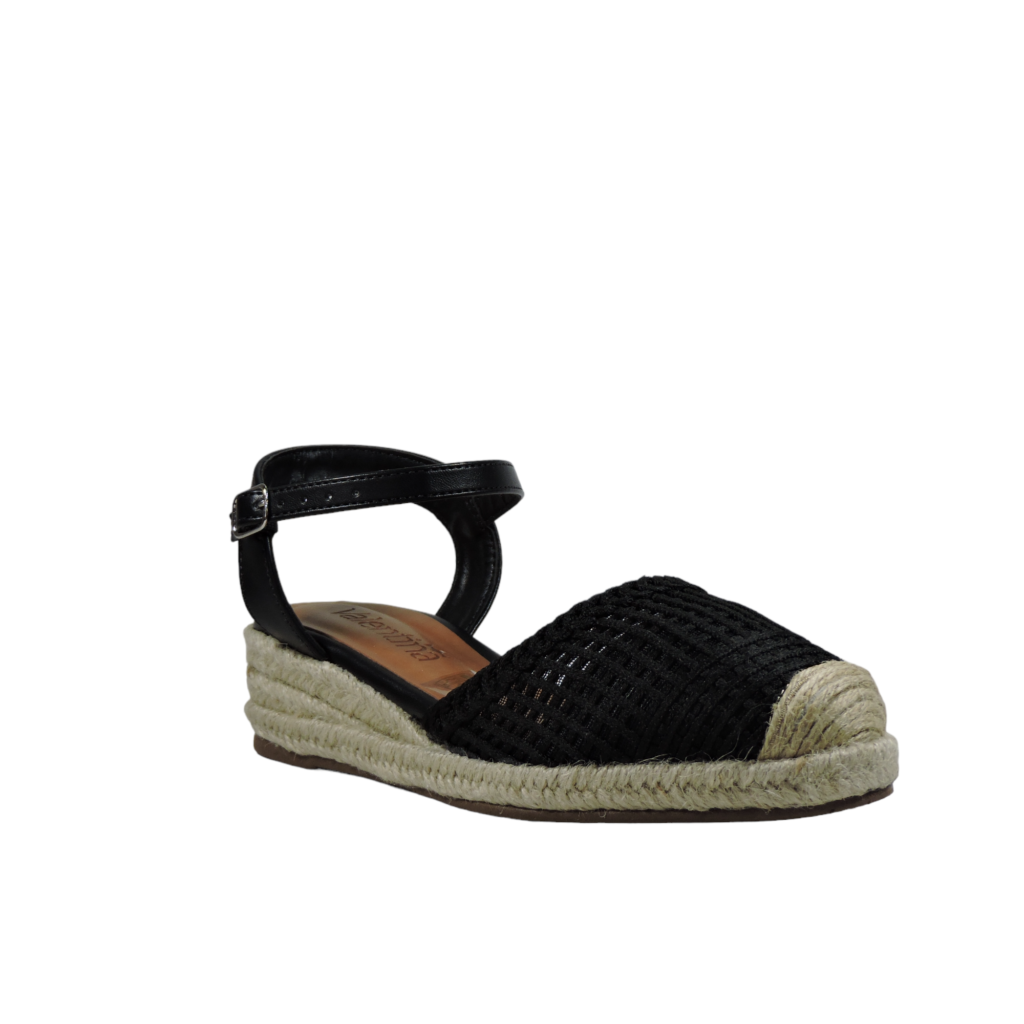 Sandália Espadrille Anabela Tramada Ester Valentina Preto