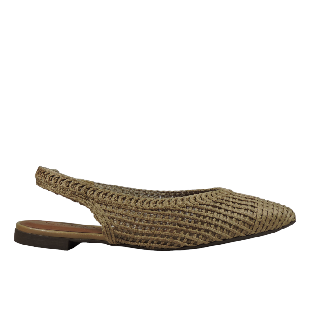 Sapatilha Slingback Tramada Julia Bico Fino Valentina Flats Bege